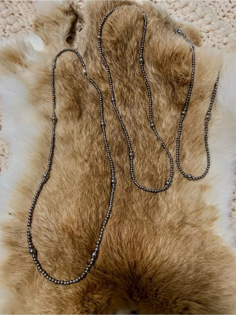 Silver Layering Necklaces - Navajo Pearl Style - Stainless Steel - Picture 4 of 6